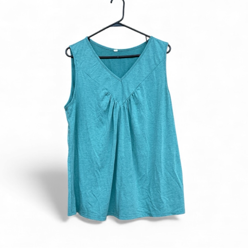 Elegant Teal Sleeveless Women's Tank Top